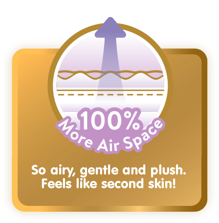 100% More Air Space: So airy, gentle and plush. Feels like second skin!